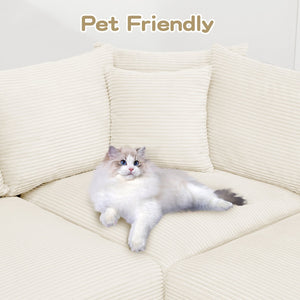 English Elm 82.6" Oversized Cloud Modular L-Shape Sectional Couch With Ottoman, 6 Pillows, Ergonomic Comfort Design W714S01285