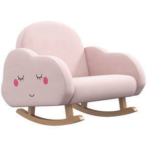 English Elm Qaba Cloud-Shaped Rocking Chair For Kids - Plush Velvet Armchair With Safety Features For Ages 1.5-5 W2225P229397-GIGA