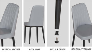 English Elm 63" Medieval-Modern Brown Mdf Dining Table & 6 Pu Chairs Set With Black Metal Legs For Home Elegance W2189S00706