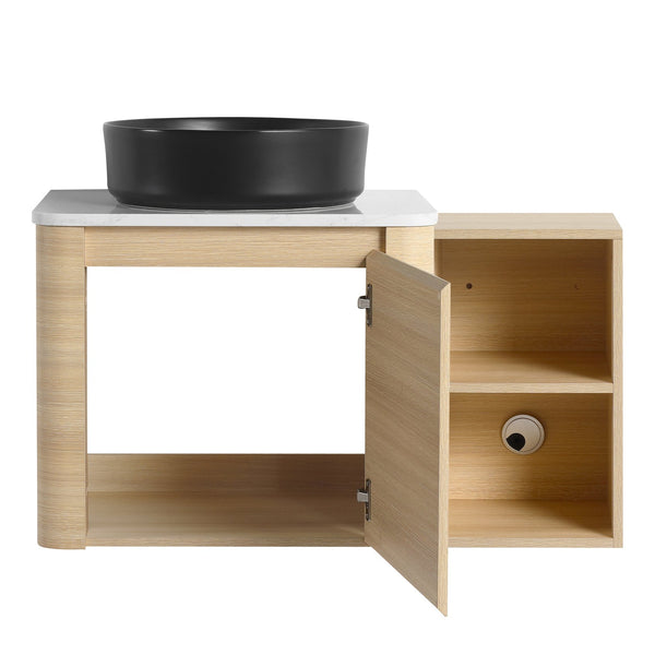 English Elm 36'' Wall-Mounted Bathroom Vanity With Artistic Ceramic Sink, Soft-Close Door & Space-Saving Storage W999S00468