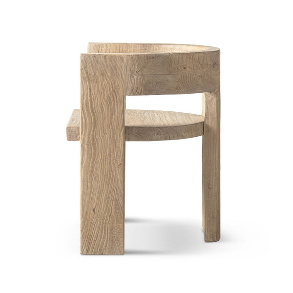 English Elm Soren Reclaimed Elm Sculptural Dining Chair with Wraparound Back Wabi-sabi Craft Natural B2719P474460
