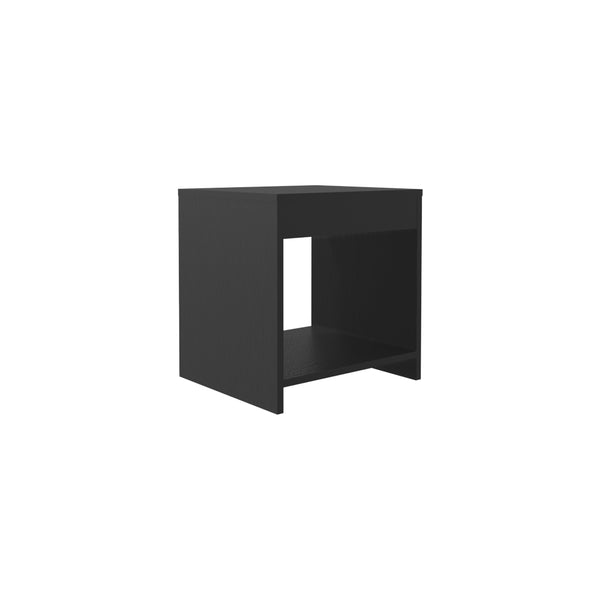 English Elm Nightstand Elaine – Sleek Black Engineered Wood Bedside Table with Spacious 10.5"H Lower Shelf, Compact Durable Design B092P245910