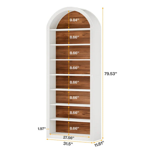English Elm Display Cabinet Wall Mounted 5 Tier Glass Door Shelving for Collectibles Matte Black White T3971P449777