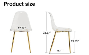 English Elm Modern transparent dining chair with gold metal legs — ergonomic PET seat, minimalist luxe, easy assembly W1512P389995