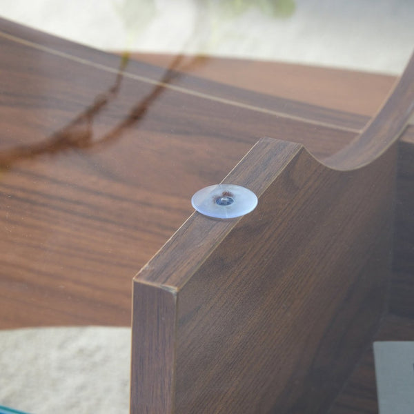 English Elm Oval Tempered Glass Coffee Table with Wood Grain Legs and Built-in Fan Tray Shelf W1151P256008