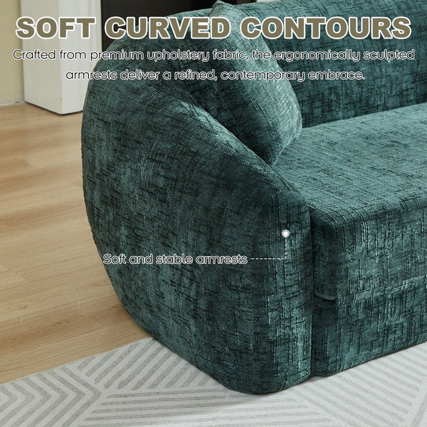 English Elm 87-inch Curved Chenille Convertible Sofa Sleeper with Pull-out Base for Apartment Living W3505P465317
