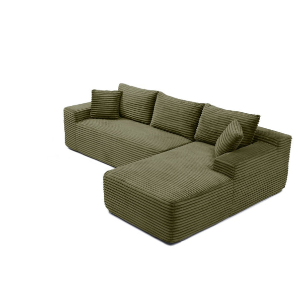 English Elm 105'' Modular Cloud Sectional Sofa Deep Seat Corduroy Upholstered L-shape Living Room W1117S00330