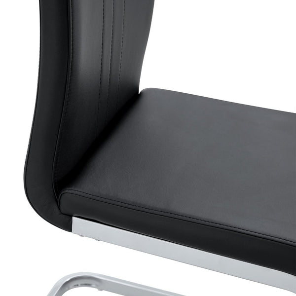 English Elm Set Of 4 Bow-Shaped Black Pu Chairs - Modern Elegance For Dining, Office, And Lounge Spaces W3226P279082-GIGA