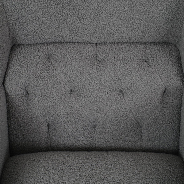 English Elm Christopher Knight Home® - Upholstered Teddy Fleece Armchair with Tufted Back, Contemporary Cozy Accent Seat for Living Room DARK GREY N763P193158R