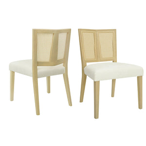 English Elm Christopher Knight Home® - Rattan Mid-Century Dining Chair Set of 2 with Woven Cane Back, Upholstered High-Density Seat Cushion Beige,Natural Ash N771P254006A