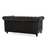 Christopher Knight Home® - Noble House - - Vivalux 59.44" Chesterfield Velvet Loveseat Sofa,2-Person Rolled Arm Dutch Plush Upholstered Sofa Couch With Tufted Button For Living Room, Bedroom, Small Places,Dark Gray