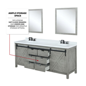 English Elm Ash Grey Double Bath Vanity 84 in. W x 22 in. D with Cultured Marble Top, Matte Black Faucets & Mirrors B2731S01124