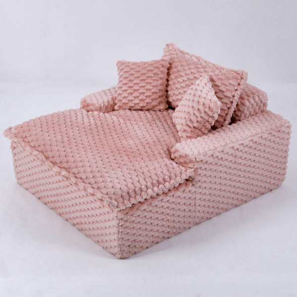 English Elm 51 Compact Comfort Sofa with Turtle Fleece, Sponge Support, Two Pillows, 400lb Capacity for Small Spaces Pink W3371P326396