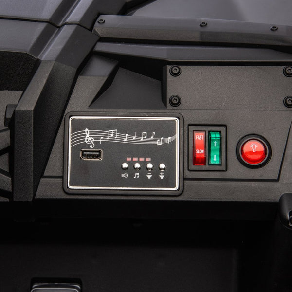 English Elm 24v Two Seat Kids Electric Utv with Parental Remote Suspension Off Road Ride On Black W1578P184797