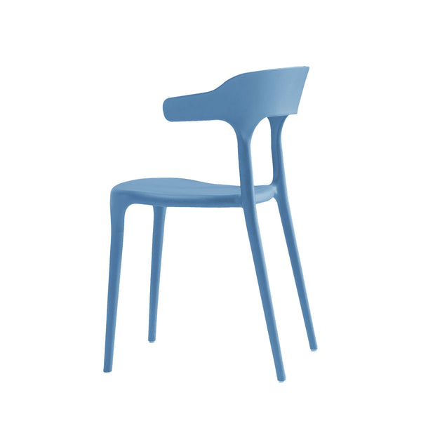 English Elm Stackable Plastic Chairs Set of 4 Blue & White | Heavy-Duty PP Seats, Waterproof, Easy-Clean, 150kg承 W3788P368768
