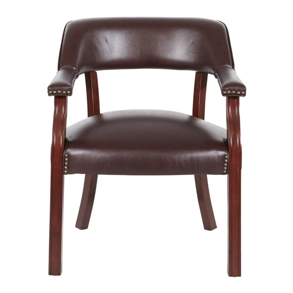 OSP Home Furnishings Traditional Guest Chair with Brass Nailhead Trim and Mahogany Frame for Office Use TV230-JT4