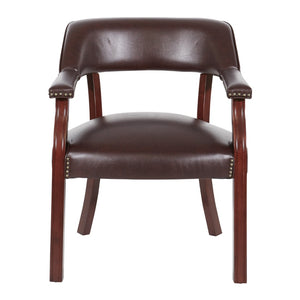 OSP Home Furnishings Traditional Guest Chair with Brass Nailhead Trim and Mahogany Frame for Office Use TV230-JT4