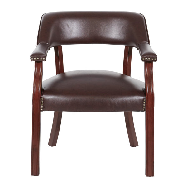 OSP Home Furnishings Traditional Guest Chair with Brass Nailhead Trim and Mahogany Frame for Office Use TV230-JT4