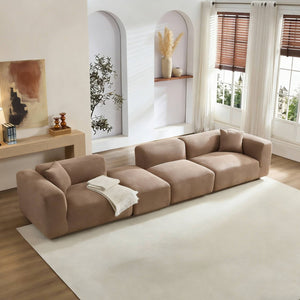 English Elm Modern Minimalist Polyester Sectional Sofa with Ottoman for Open Concept Living Spaces Camel W2085S00098