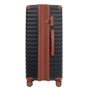 English Elm Luggage 5 Piece Abs Hardshell Travel Set with Usb Port Spinner Wheels and Tsa Lock Black Brown N732P265290B