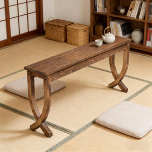 English Elm Practical Geometric Console Table with Matte Black Wood Grain Finish for Entryway or Sofa T3971P457472
