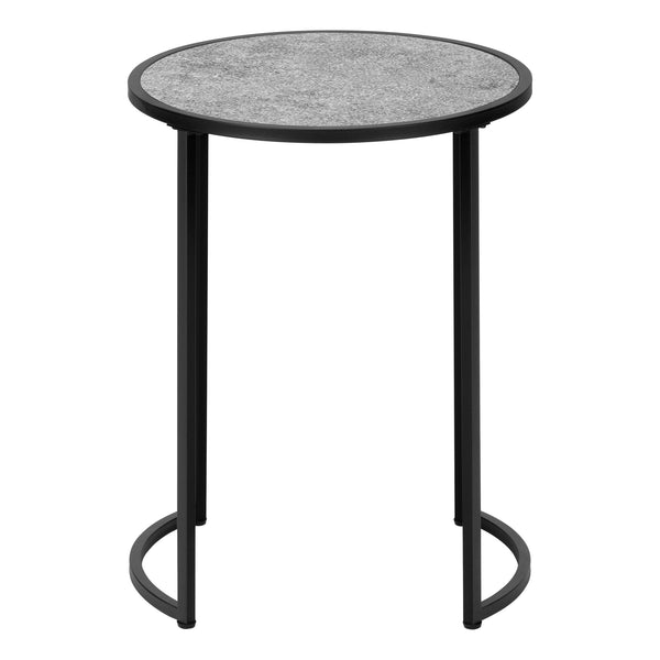 English Elm Accent Table - Modern Round Side Table With Grey Laminate Top & Black Metal Legs For Versatile Use B2710P218984