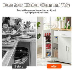 English Elm 53'' Kitchen Storage Islands with Drawers and Trash Can Storage, Modern Farmhouse Design, 53.2"W x 20.9"D x 38.0"H White W1820P281267
