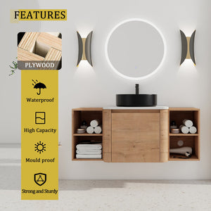 English Elm 48'' Wall-Mounted Bathroom Vanity With Soft-Close Door, Elegant Ceramic Sink & Ample Storage Shelves W999S00409