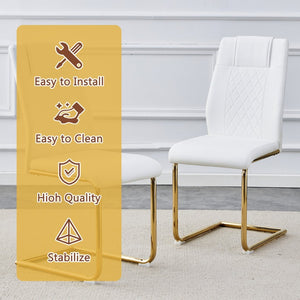 English Elm Table and Chair Set 8 Seater Tempered Glass Top with Pu Leather Dining Room Furniture Gold,Transparent,White W1151S04565