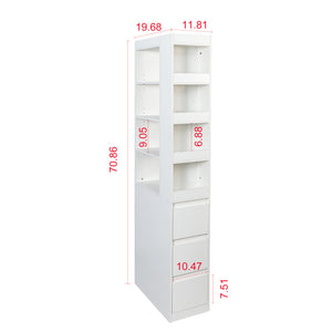 English Elm 70.87" H Modern Wooden Tall Storage Cabinet With 4 Shelves, 3 Drawers For Organized Display & Style W331P281202