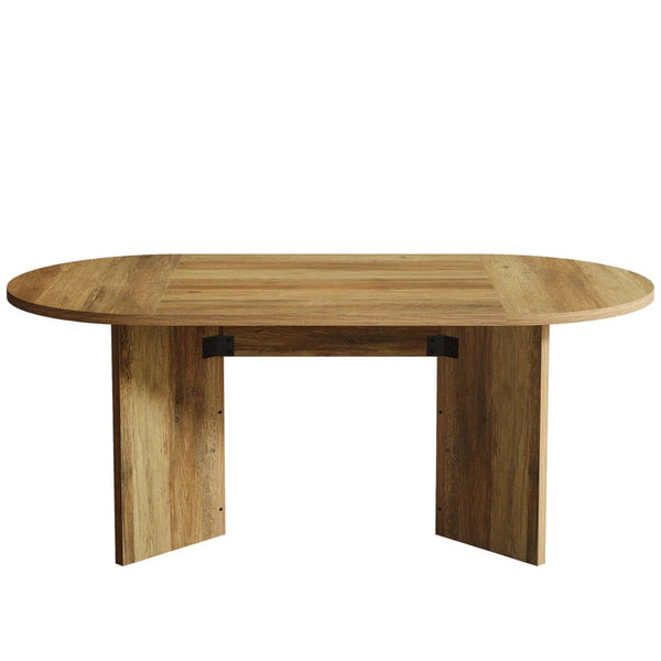 English Elm Natural Farmhouse Bar Table with U-shaped Top and Rustic Slat Detailing for Entertaining T3971P464019
