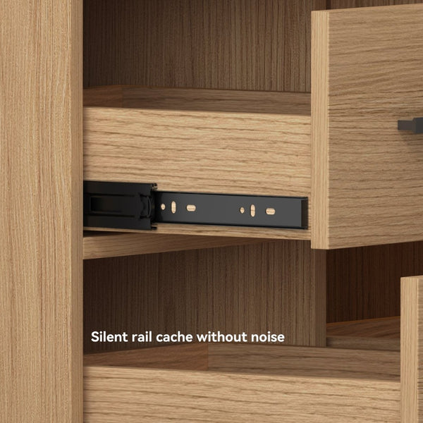 English Elm 48"dark Brown Vanity with 6 Drawers and Soft Close Doors for a Spa Bathroom Light Oak W3133S00026