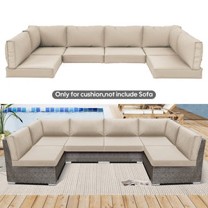 English Elm Outdoor Deep Seat Sectional Replacement Cushions Fade Resistant Polyester Set Beige W419P187679