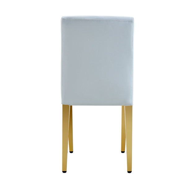 English Elm Table and Chair Set Extendable Round Mdf Top Gold Legs Four Pu Dining Seats Light Gray,White+Gold W1151S04831