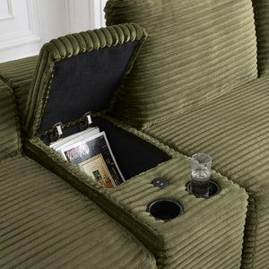 English Elm 125'' Modular L-shape Sectional Corduroy Cloud Couch with Storage and Usb Charging Green W1117S00421