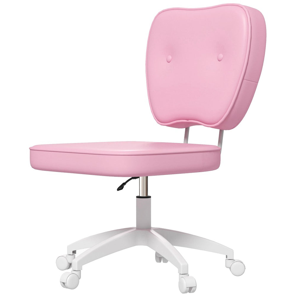 English Elm Vinsetto Pink Armless Office Chair - Compact Pu Leather Task Chair With Adjustable Height & Swivel Wheels W2225P217496-GIGA