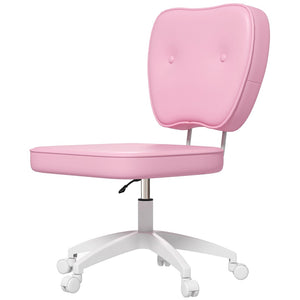 English Elm Vinsetto Pink Armless Office Chair - Compact Pu Leather Task Chair With Adjustable Height & Swivel Wheels W2225P217496-GIGA