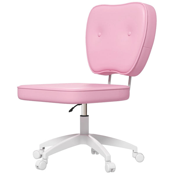 English Elm Vinsetto Pink Armless Office Chair - Compact Pu Leather Task Chair With Adjustable Height & Swivel Wheels W2225P217496-GIGA