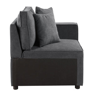 English Elm Grey Right Facing Loose Back Sofa Accent Chair with Tight Seat, Two Throw Pillows, Modern Comfort Blend B062P186461