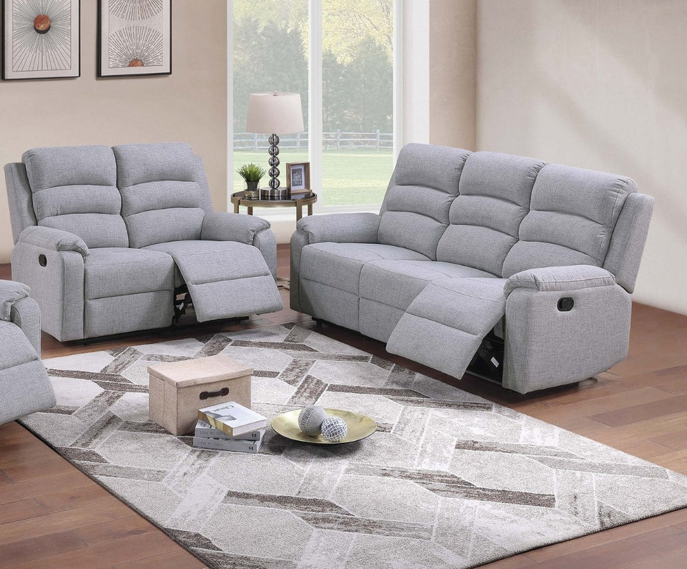 English Elm Modern Burlap Sofa and Loveseat Set with Vertical Tufting for Stylish Living Rooms B011S02379