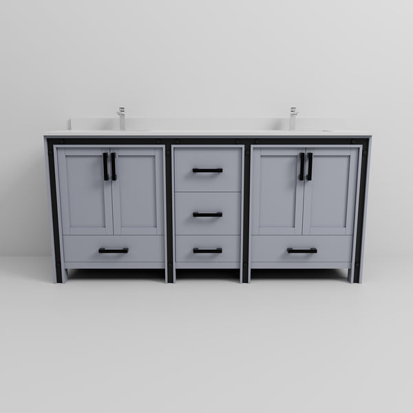 English Elm Dark Grey Double Bath Vanity With Cultured Marble Top, Faucet Set & Ample Storage For Modern Spaces B2731P260639