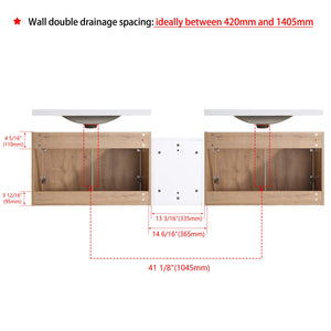 English Elm 72" Wall-Mounted Bathroom Vanity Set With Dual Sinks, Soft-Close Doors & Side Cabinet For Storage W999S00227