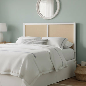 English Elm Barkley Coastal Queen/Full Headboard - White Wood & Handwoven Cane For Modern & Traditional Decor B050P393053