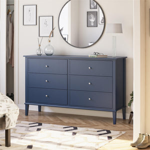English Elm Valencia Seven Drawer Wide Dresser Dual Tone Laminate Matte Black Pulls Bedroom B2733S00016