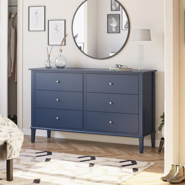 English Elm Valencia Seven Drawer Wide Dresser Dual Tone Laminate Matte Black Pulls Bedroom B2733S00016