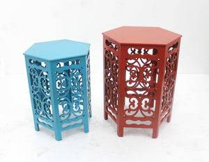HomeRoots 16" Red Wood End Tables - Stylish Drum-Style Design for Modern Living, Perfect for Any Room Decor 274395