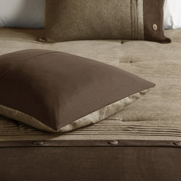 English Elm 7 Piece Faux Suede Comforter Set - Cozy Lodge-Inspired Queen Bedding With Decorative Pillows & Care B03597291