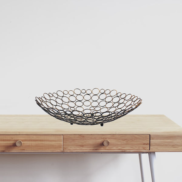 Homeroots 19" Bronze Metal Round Centerpiece Bowl   274445