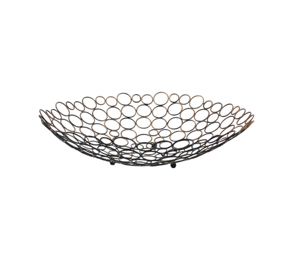 Homeroots 19" Bronze Metal Round Centerpiece Bowl   274445