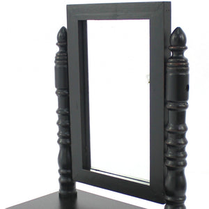Homeroots 20" Black Wood Framed Makeup Shaving Tabletop Mirror  Wood 274446